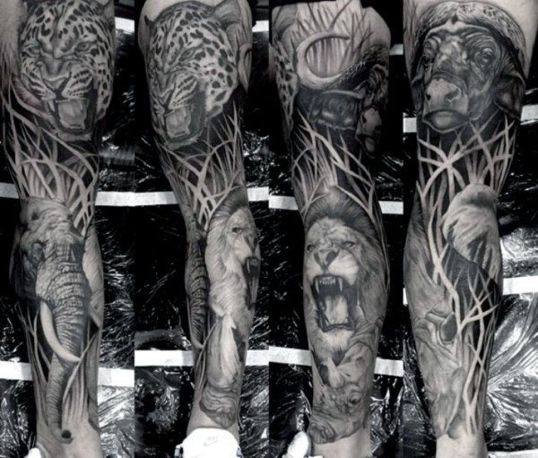 tatuaje manga leon para hombre 16