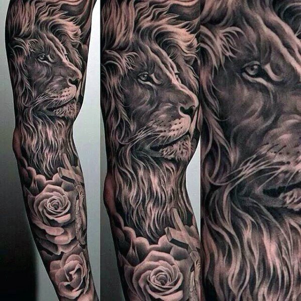tatuaje manga leon para hombre 18
