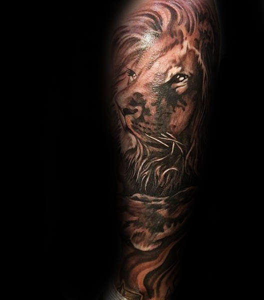 tatuaje manga leon para hombre 24