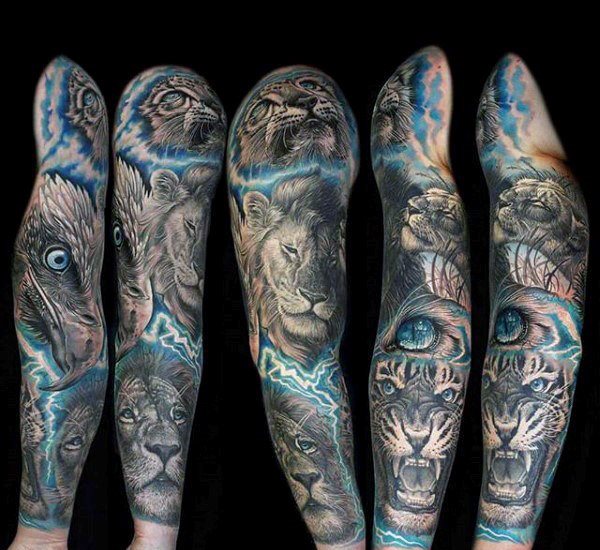 tatuaje manga leon para hombre 25