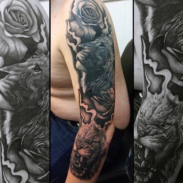 tatuaje manga leon para hombre 30