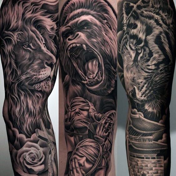 tatuaje manga leon para hombre 34
