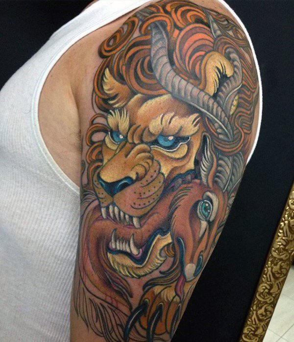 tatuaje manga leon para hombre 45