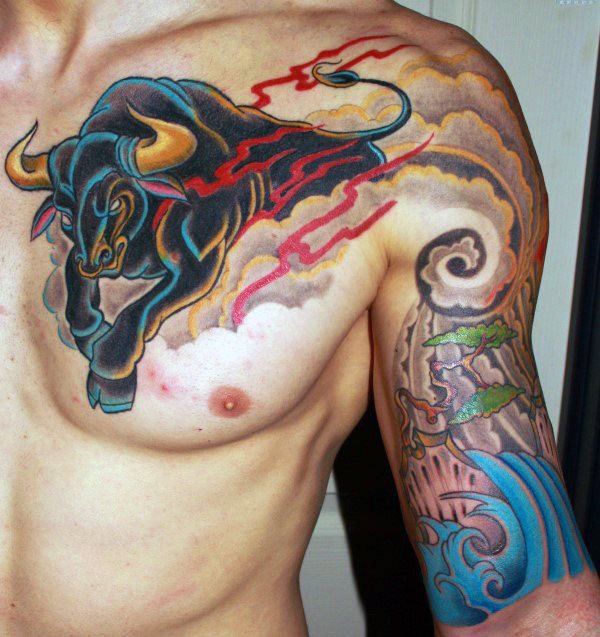 tatuaje toro para hombre 47
