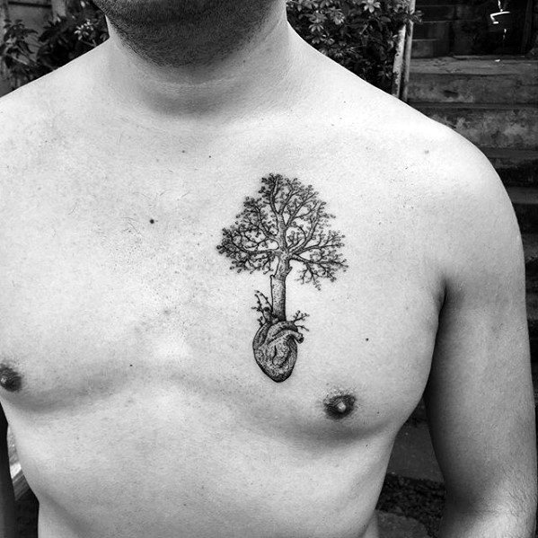 pequeno tatuaje arbol para hombre 38