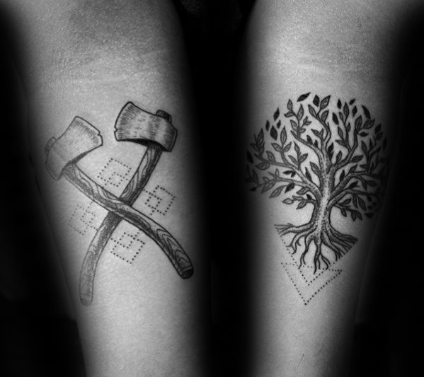pequeno tatuaje arbol para hombre 56