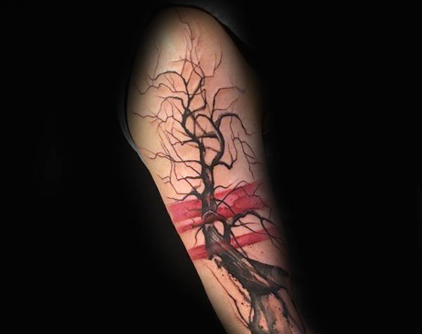 tatuaje acuarela arbol para hombre 05