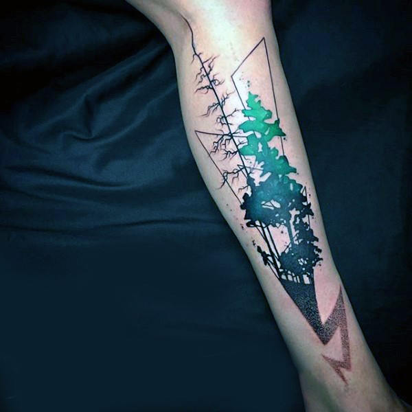 tatuaje acuarela arbol para hombre 06