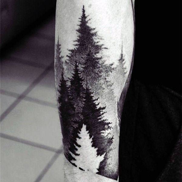 tatuaje acuarela arbol para hombre 09