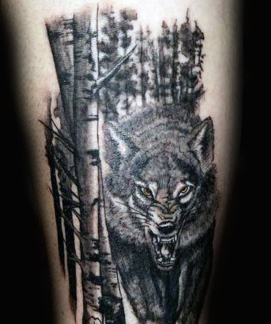 tatuaje acuarela arbol para hombre 25