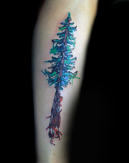tatuaje acuarela arbol para hombre 32