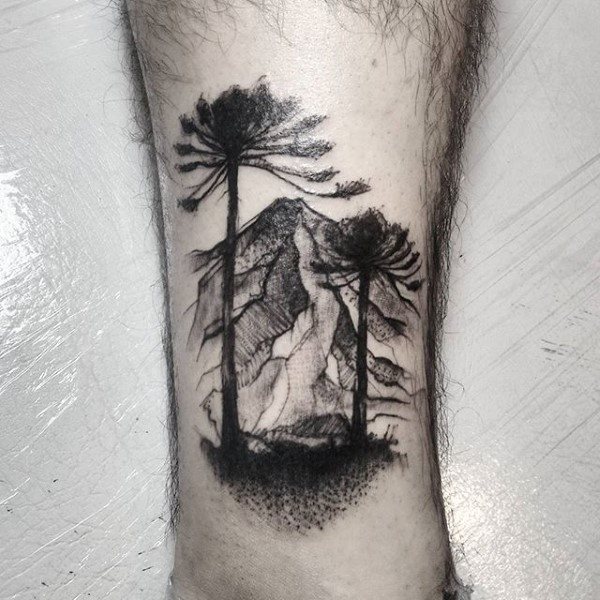 tatuaje acuarela arbol para hombre 45