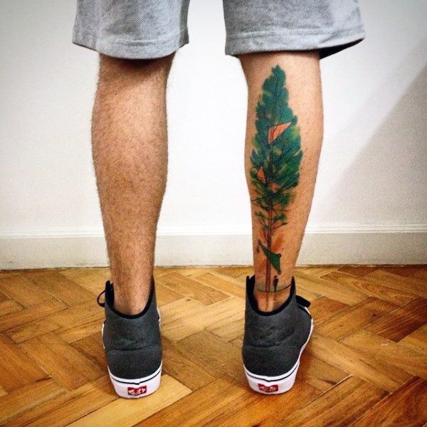 tatuaje acuarela arbol para hombre 55