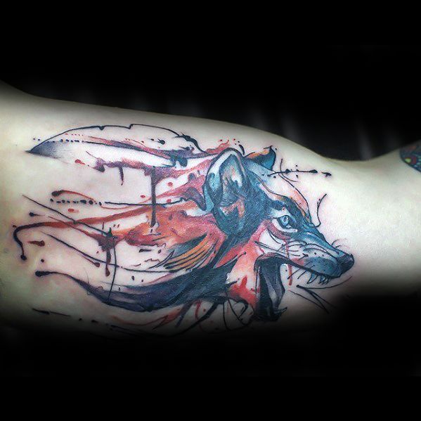 tatuaje acuarela lobo para hombre 08