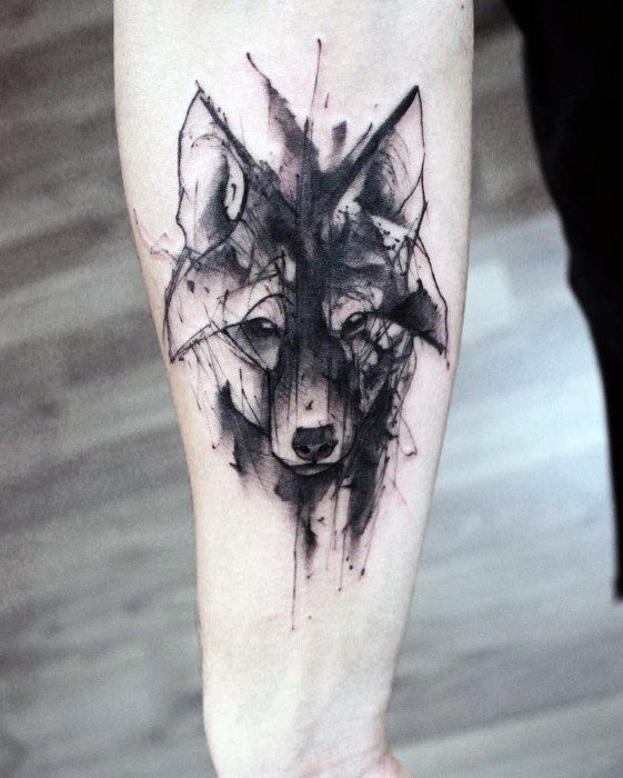tatuaje acuarela lobo para hombre 10