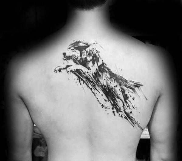 tatuaje acuarela lobo para hombre 12