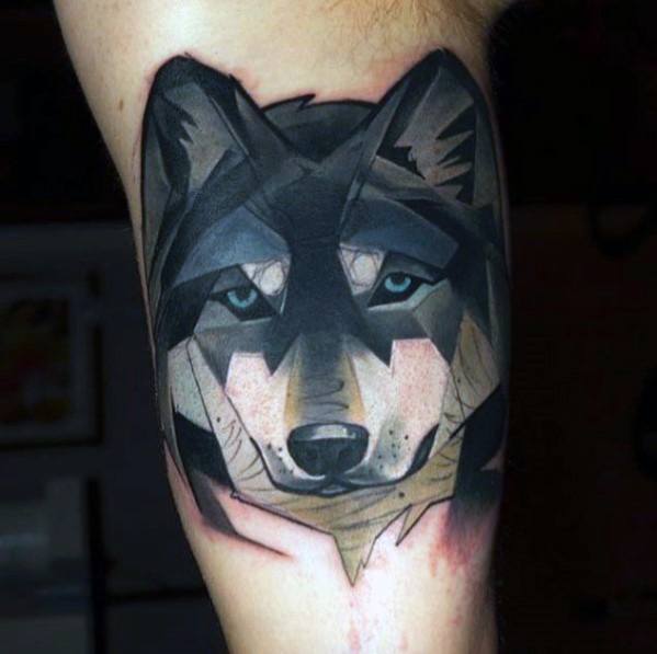 tatuaje acuarela lobo para hombre 26