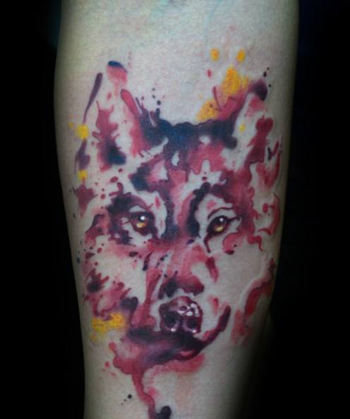 tatuaje acuarela lobo para hombre 41