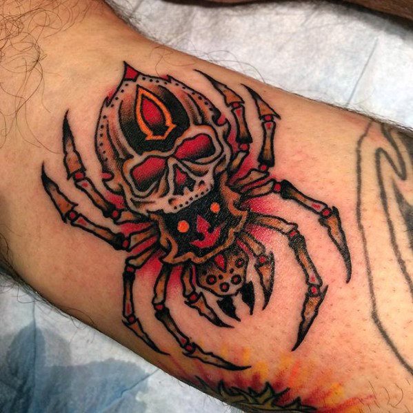 tatuaje clasico arana para hombre 23