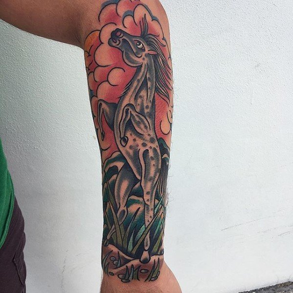 tatuaje clasico caballo para hombre 30