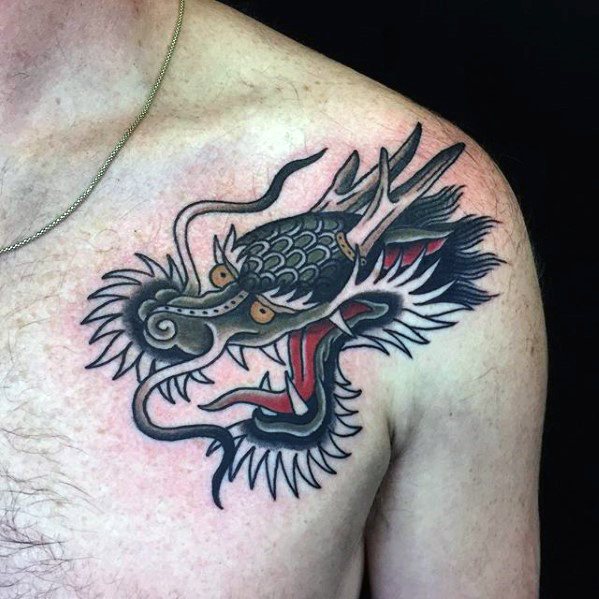 tatuaje clasico dragon para hombre 28
