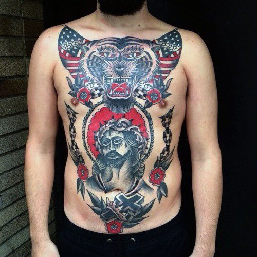 tatuaje clasico jesus para hombre 26