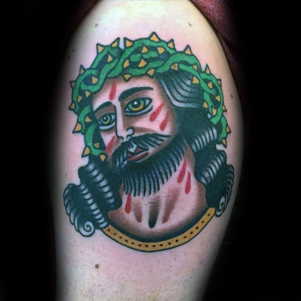 tatuaje clasico jesus para hombre 29