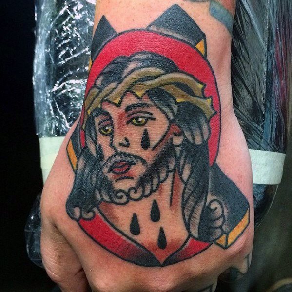 tatuaje clasico jesus para hombre 30