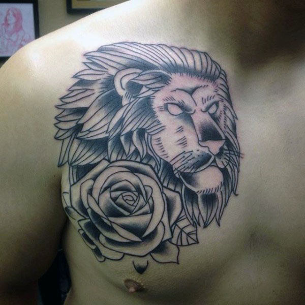 tatuaje clasico leon para hombre 20