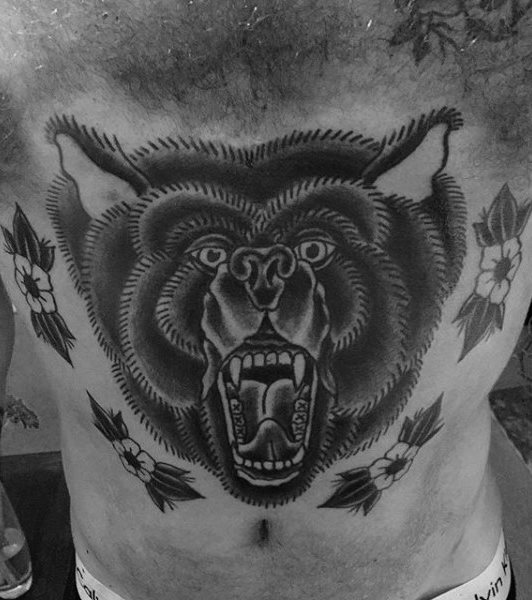 tatuaje clasico oso para hombre 01