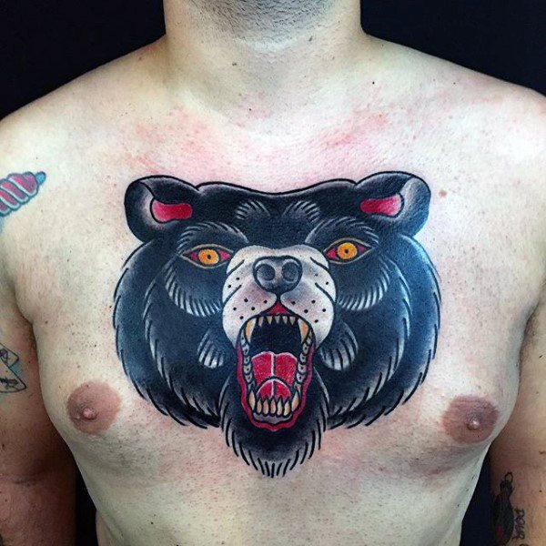 tatuaje clasico oso para hombre 02