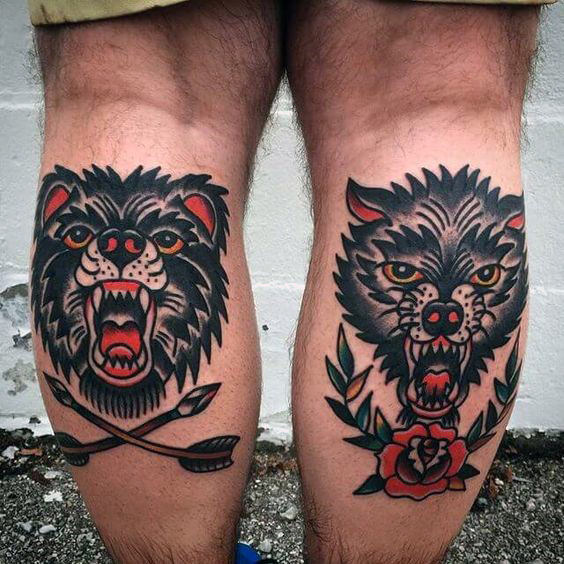 tatuaje clasico oso para hombre 13