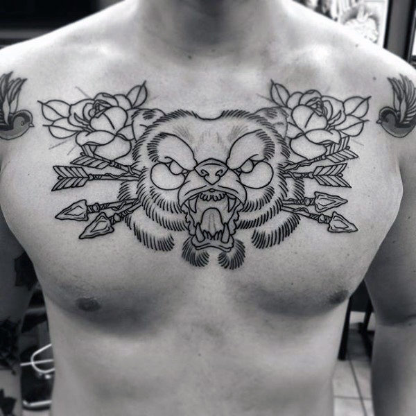 tatuaje clasico oso para hombre 19