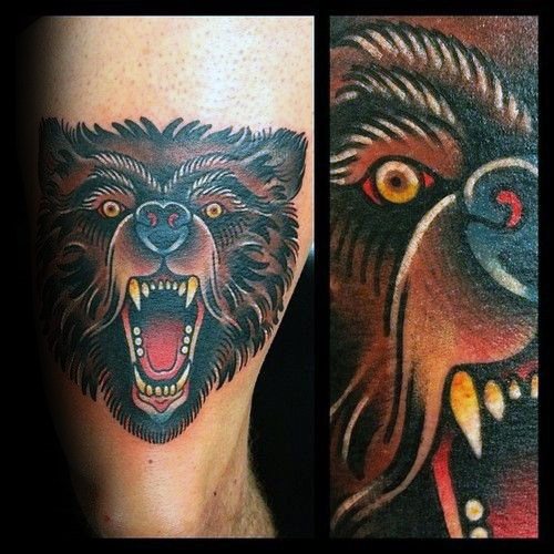 tatuaje clasico oso para hombre 24