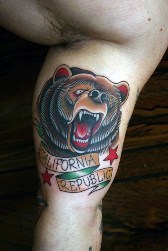 tatuaje clasico oso para hombre 25