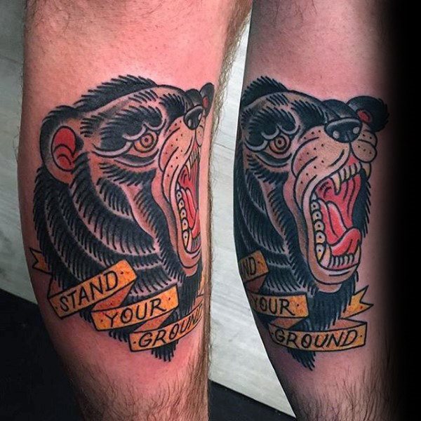 tatuaje clasico oso para hombre 39