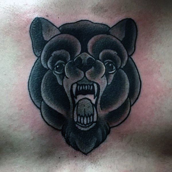 tatuaje clasico oso para hombre 45
