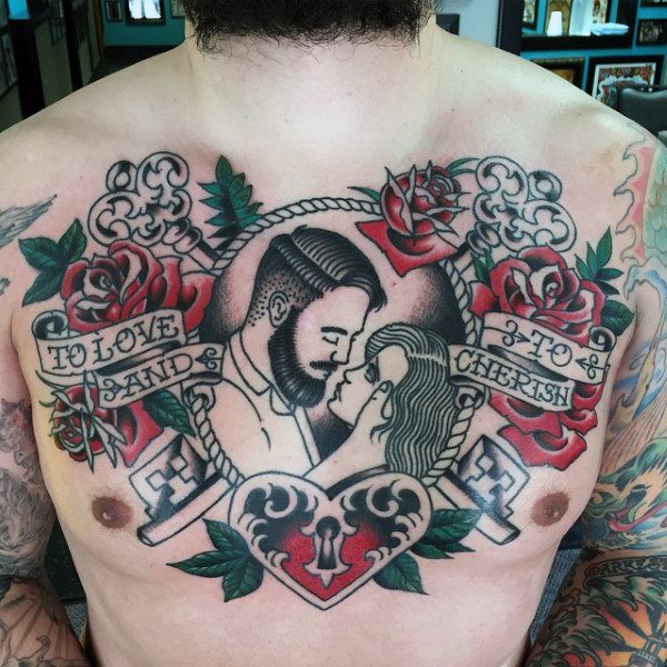 tatuaje clasico pecho para hombre 06
