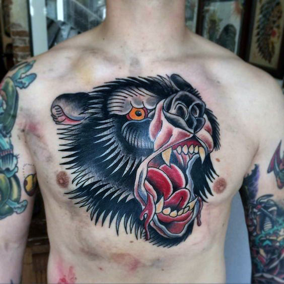 tatuaje clasico pecho para hombre 25