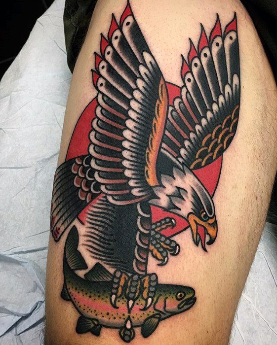 tatuaje clasico pierna para hombre 35