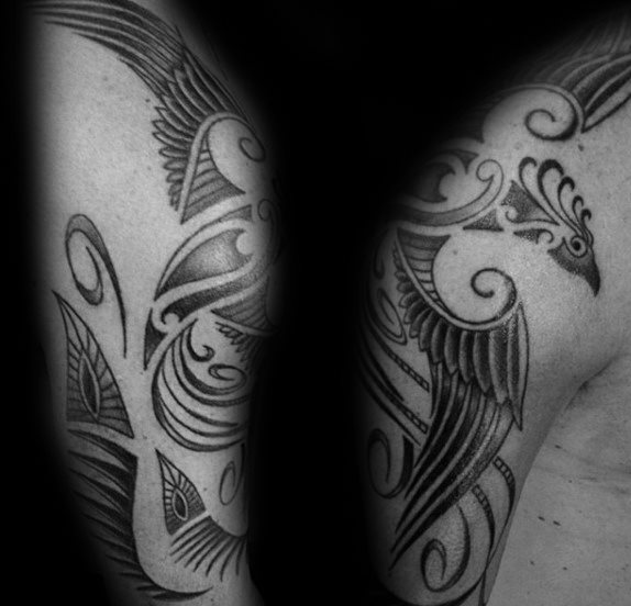 tatuaje fenix tribal para hombre 02