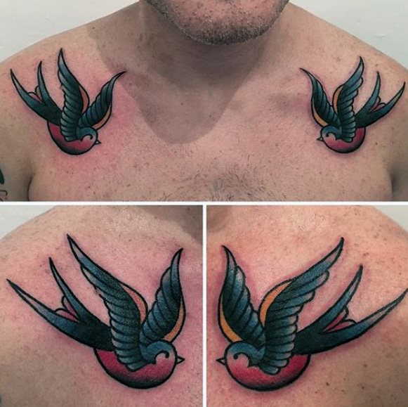 tatuaje golondrina old school para hombre 04
