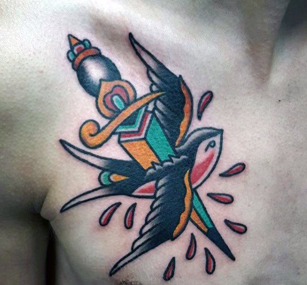 tatuaje golondrina old school para hombre 09
