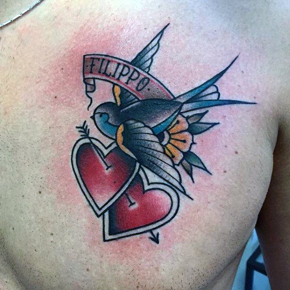 tatuaje golondrina old school para hombre 17