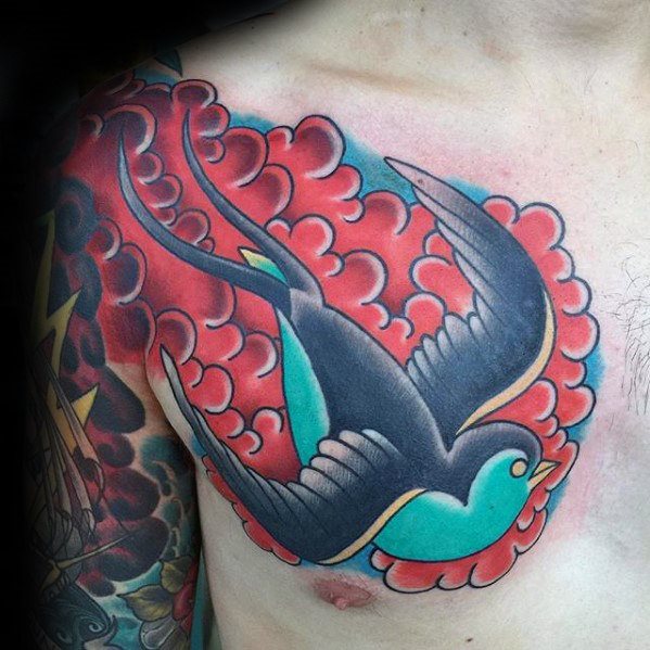 tatuaje golondrina old school para hombre 20