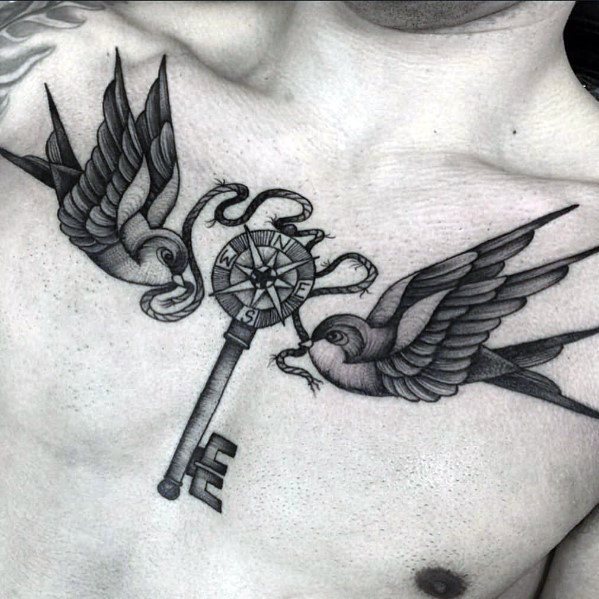 tatuaje golondrina old school para hombre 30