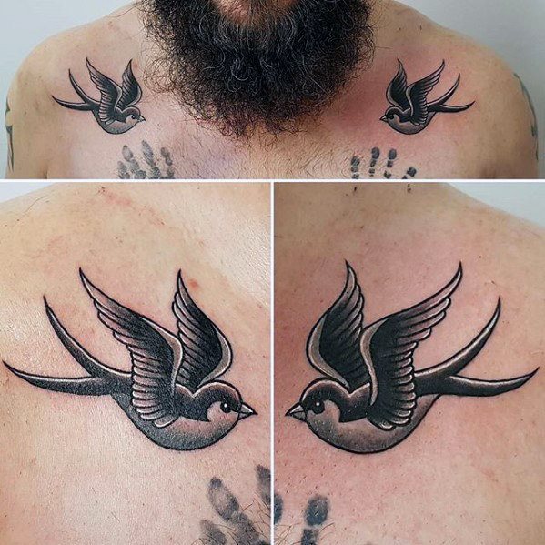 tatuaje golondrina old school para hombre 62