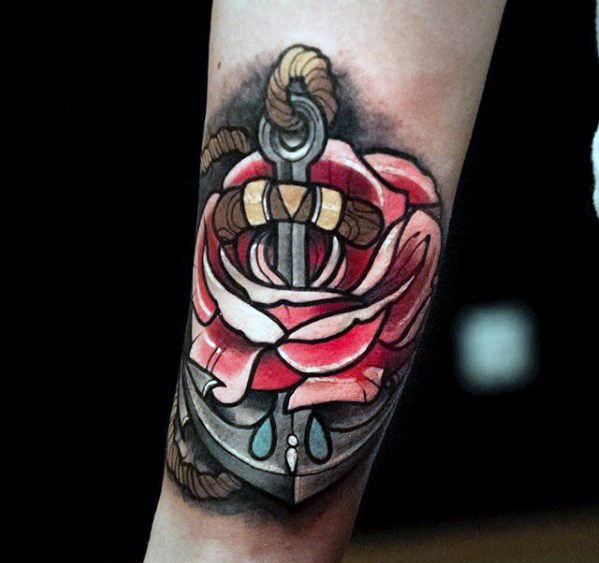 tatuaje increible ancla para hombre 37