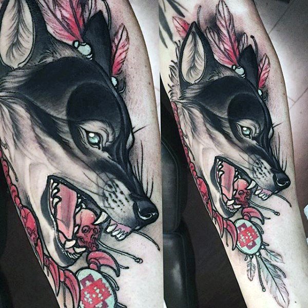 tatuaje lobo antebrazo para hombre 07