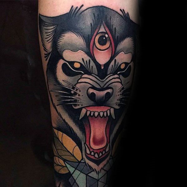 tatuaje lobo antebrazo para hombre 18